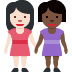 👩🏻‍🤝‍👩🏿 women holding hands: light skin tone, dark skin tone display on Twitter